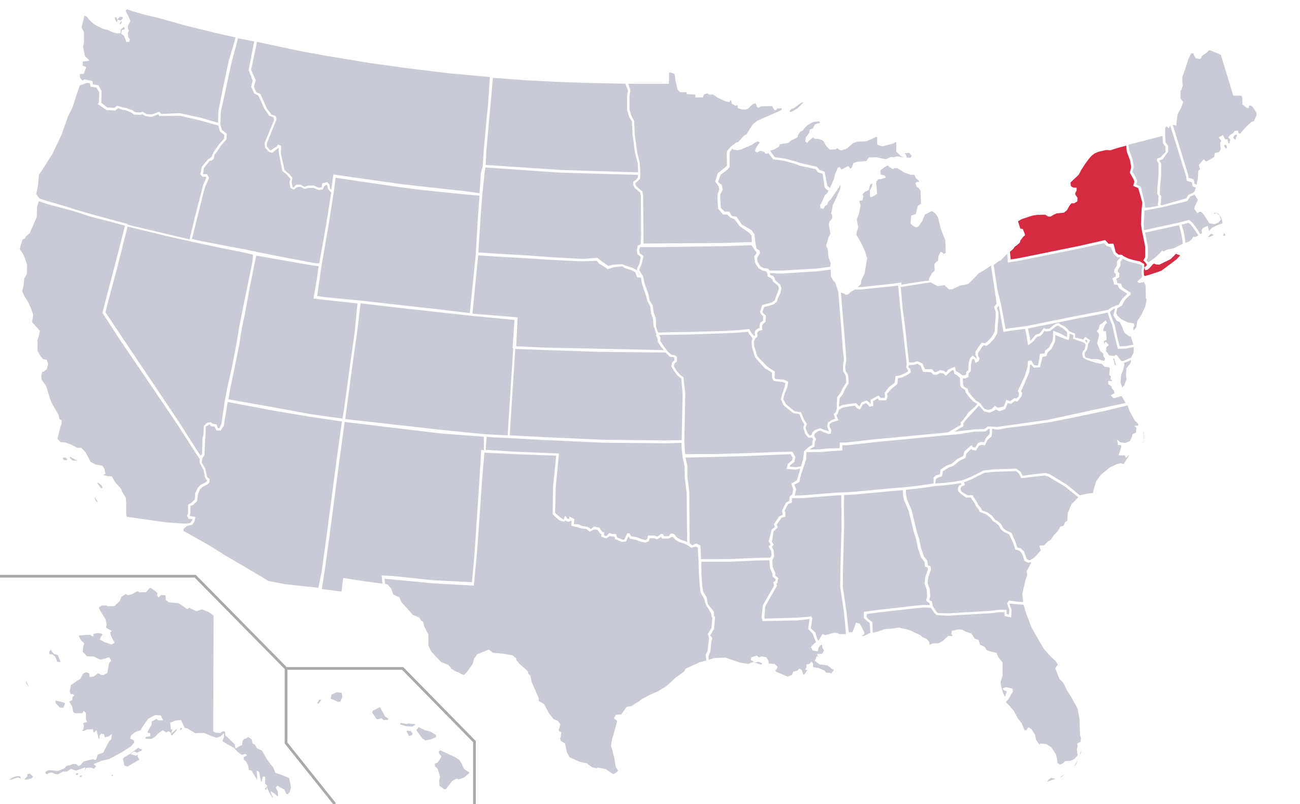 new york on map of usa