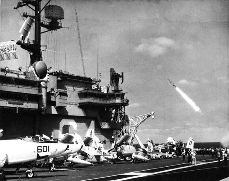 File:USS Constellation (CVA-64) launches an early SAM-N-7 Terrier missile, in 1962.jpg