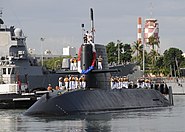 JS Uzushio (SS 592) arrives at Joint Base Pearl Harbor-Hickam to begin their annual training exercise.