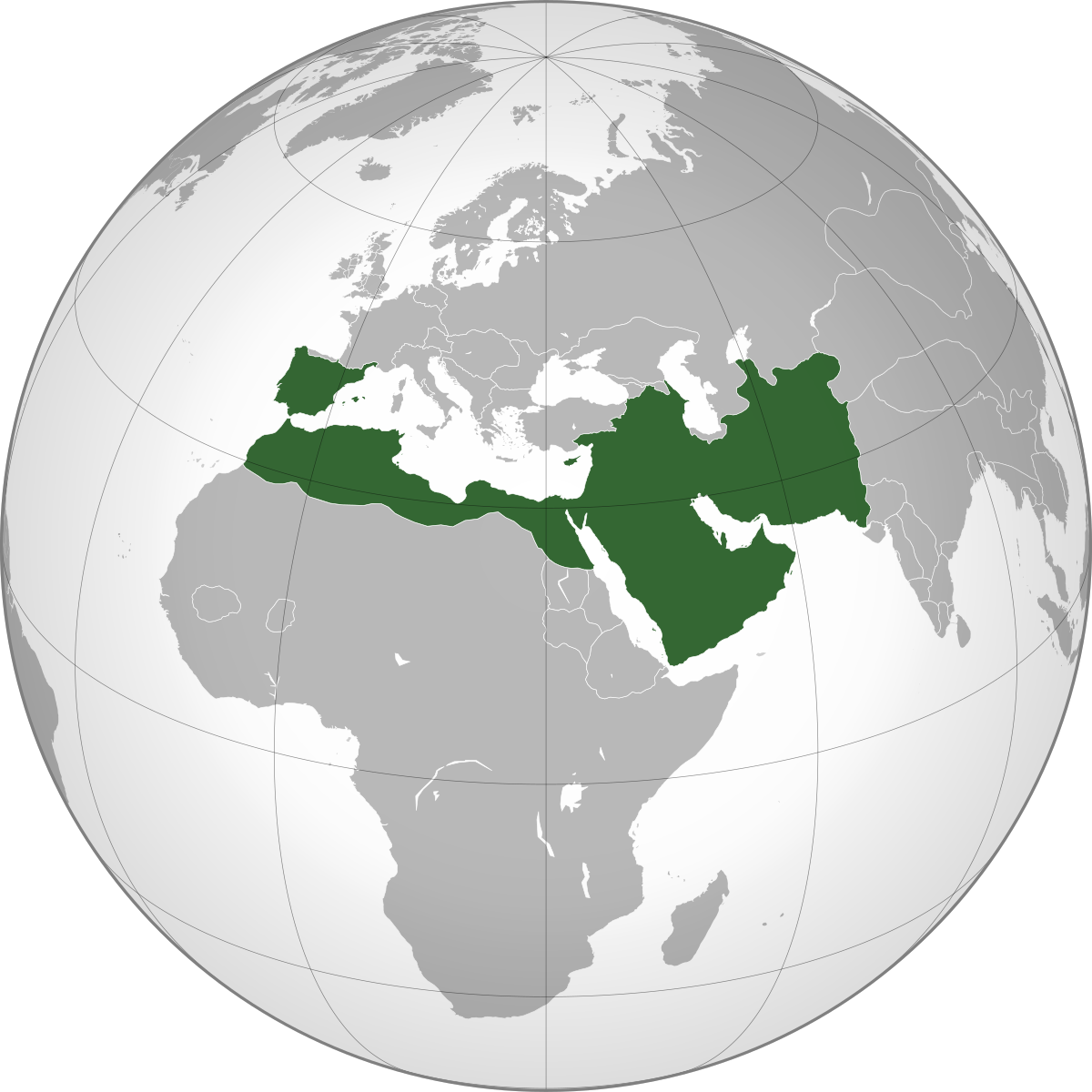 1200px Umayyad Caliphate 720 AD %28orthographic projection%29.svg