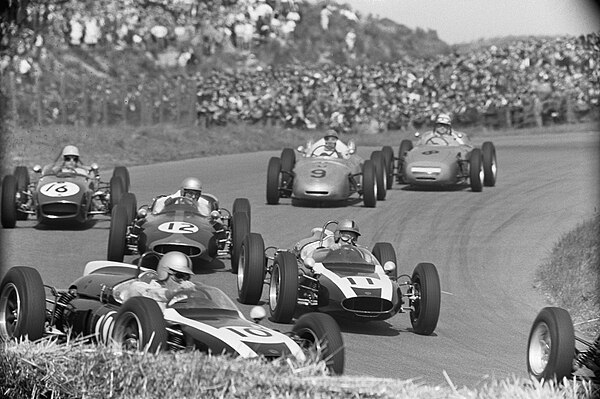 Formula One road racing action during the 1961 Dutch Grand Prix