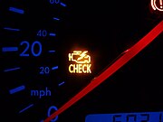 A MIL "check engine" light on a Volkswagen Bora indicating a fault in the engine management system. Vw engine check.jpg