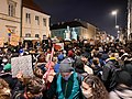 Manifestation a Miodowa, un des rues de la vieille ville de Varsovie