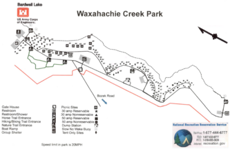 A U.S. Army Corps of Engineers-created map of Waxahachie Creek Park Waxahachie Creek Park.PNG