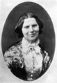 Clara Barton circa 1878, wearing the Official German Red Cross Field Badge that she received from her 1870-1871 service during the Franco-Prussian War.