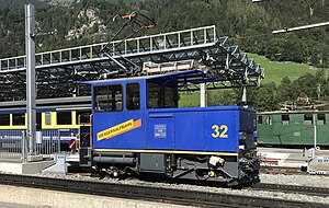 WAB Zahnradlokomotive He 2/2 32 in Lauterbrunnen, 2020