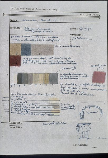 File:Werkblad kleuronderzoek van Dhr. Kurvers, oktober 1985 - Deventer - 20377454 - RCE.jpg