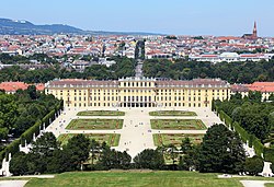 South view of the Schönbrunn Palace in Vienna