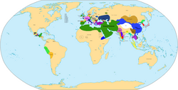Map of the world in the year of 750 CE.