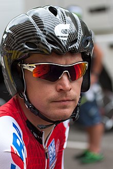 Yuri Trofimov finished fourth on the stage, and moved into the top five placings overall. Yury Trofimov - Criterium du Dauphine 2012 - Prologue.jpg