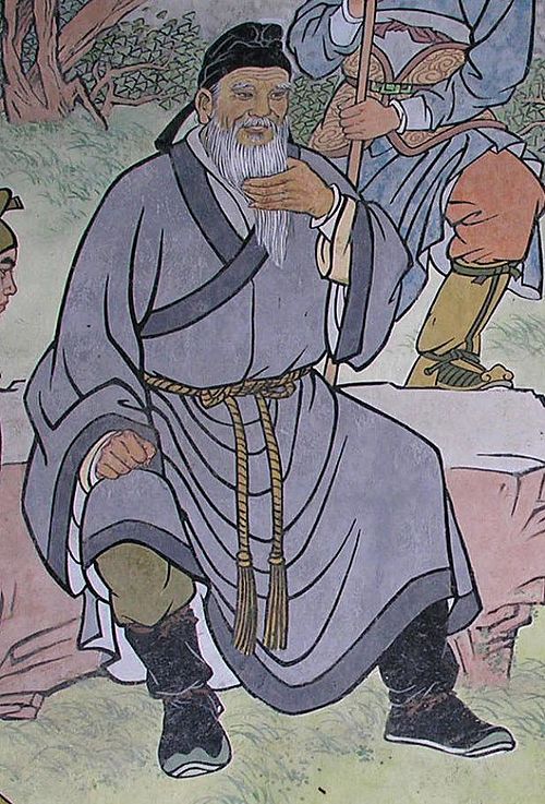 Zhou Tong stroking his beard