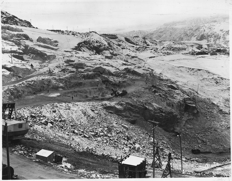 File:"Rock excavation operations at elevation 1010, site of the proposed Eastmix concrete plant." - NARA - 294222.tif