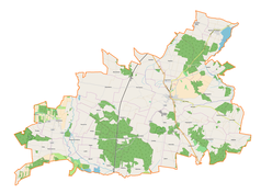 Mapa konturowa gminy Żarnów, na dole nieco na lewo znajduje się punkt z opisem „Młynek”