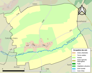 Barevná mapa znázorňující využití půdy.