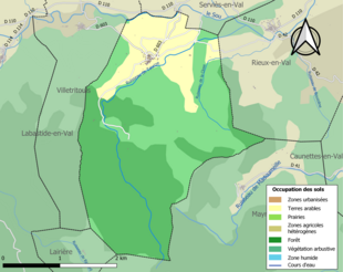 Barevná mapa znázorňující využití půdy.