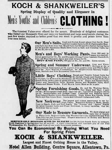 File:1893 - Koch & Shankweiler Newspaper Ad2 Allentown PA.jpg