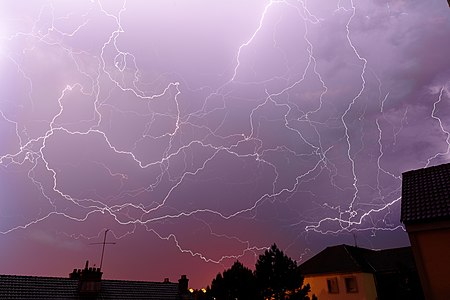 Lightnings, over Belfort (France).