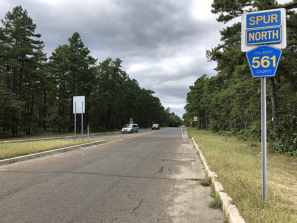 Route 73 northbound just north of US 322 in Folsom, signed as CR 561 Spur