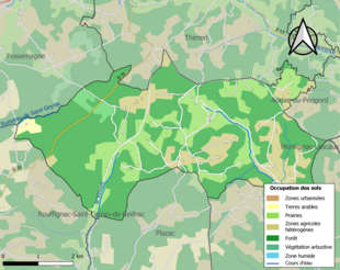 Kolorowa mapa przedstawiająca użytkowanie gruntów.