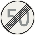 263-50 Koniec najvyššej dovolenej rýchlosti (50 km/h)