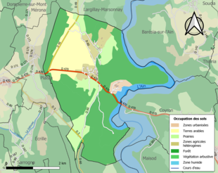 Carte des infrastructures et de l'occupation des sols de la commune en 2018 (CLC).