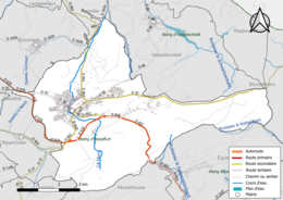 Réseaux hydrographique et routier de Bitche.