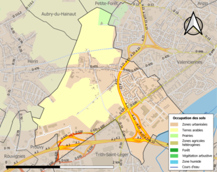 Kolorowa mapa przedstawiająca użytkowanie gruntów.