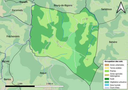 Mapa de colores que muestra el uso de la tierra.