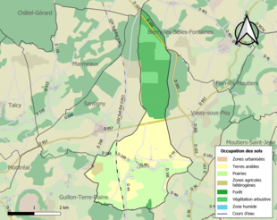 Barevná mapa znázorňující využití půdy.