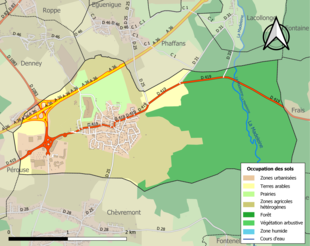 Carte en couleurs présentant l'occupation des sols.