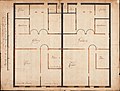Bouwtekening voor twee woningen voor de opperkooplui van het Kasteel van Batavia, elke woning heeft onder meer een kleine kamer voor slaven, anoniem, circa 1698, collectie Nationaal Archief, 's-Gravenhage