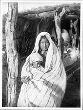 A Yaqui mother holding a baby, Arizona, c. 1910 A Yaqui Indian mother holding a baby, Arizona, ca.1910 (CHS-4207).jpg