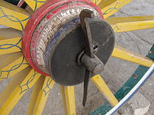 Wagon wheel, with forged linchpin A aesthetic linchpin.JPG