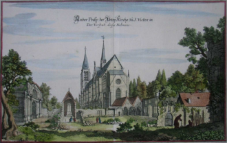 Abbey of St. Victor, 1655 Abbaye Saint-Victor de Paris en 1655.png