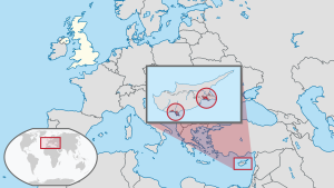 Map showing Akrotiri and Dhekelia in Europe