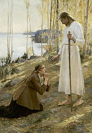 Cristo e Maria Maddalena in ambientazione finlandese, di Albert Edelfelt