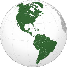 Carte de localisation de l'Amérique (colorée en vert)