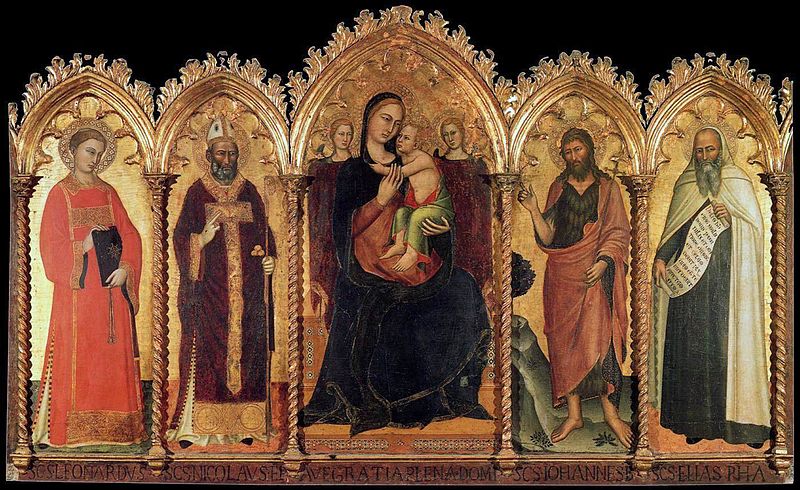 File:Andrea di Bonaiuto. Madonna and Child with Saints Santa Maria del Carmine, Florence 1360-62 (2).jpg