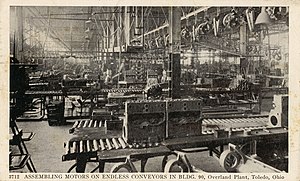 Motor Assembly in Building 90, Willys Overland Plant, Toledo, Ohio, 1920
