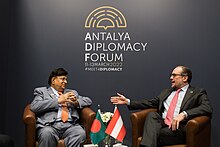 Momen with Alexander Schallenberg at the Antalya Diplomacy Forum in 2022 Aussenminister Alexander Schallenberg beim Antalya Diplomacy Forum, 11-13.03.2022. 06.jpg