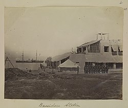 Indian troops parade at Bassidore (Basaidu) Station, circa 1870