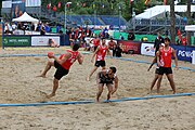 Deutsch: Beachhandball Europameisterschaften 2019 (Beach handball Euro); Tag 2: 3. Juli 2019 – Männer, Vorrunde Gruppe A, Türkei-Spanien 0:2 (16:23, 20:29) English: Beach handball Euro; Day 2: 3 July 2019 – Men Preliminary Round Group A – Turkey-Spain 0:2 (16:23, 20:29)