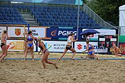 Deutsch: Beachhandball Europameisterschaften 2019 (Beach handball Euro); Tag 5: 6. Juli 2019 – Frauen, Halbfinale, Ungarn-Niederlande 2:0 (19:16, 15:12) English: Beach handball Euro; Day 5: 6 July 2019 – Semifinal Women – Hungary-Netherlands 2:0 (19:16, 15:12)