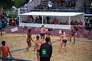 Deutsch: Beachhandball bei den Olympischen Jugendspielen 2018; Tag 5, 10. November 2018; Mädchen, Hauptrunde - Chinese Taipei (Taiwan)-Niederlande 1:2 English: Beach handball at the 2018 Summer Youth Olympics at 11 October 2018 – Girls Main Round – Chinese Taipei (Taiwan)-Netherlands 1:2