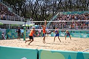 Deutsch: Beachvolleyball bei den Olympischen Jugendspielen 2018; Tag 11, 17. Oktober 2018; Jungen,Finale – Niederlande (Matthew Immers/Yorick de Groot)-Schweden (David Åhman/Jonatan Hellvig) 0:2 (20–22/15–21) English: Beach volleyball at the 2018 Summer Youth Olympics at 17 October 2018 – Final – Netherlands (Matthew Immers/Yorick de Groot)-Sweden (David Åhman/Jonatan Hellvig) 0:2 (20–22/15–21)