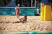 Deutsch: Beachvolleyball bei den Olympischen Jugendspielen 2018; Tag 8, 14. Oktober 2018; Mädchen, Achtelfinale – Bolivien-Puerto Rico 0:2 (18–21/18–21 ) English: Beach volleyball at the 2018 Summer Youth Olympics at 14 October 2018 – Girls Round of 16 – Bolivia-Puerto Rico 0:2 (18–21/18–21 )