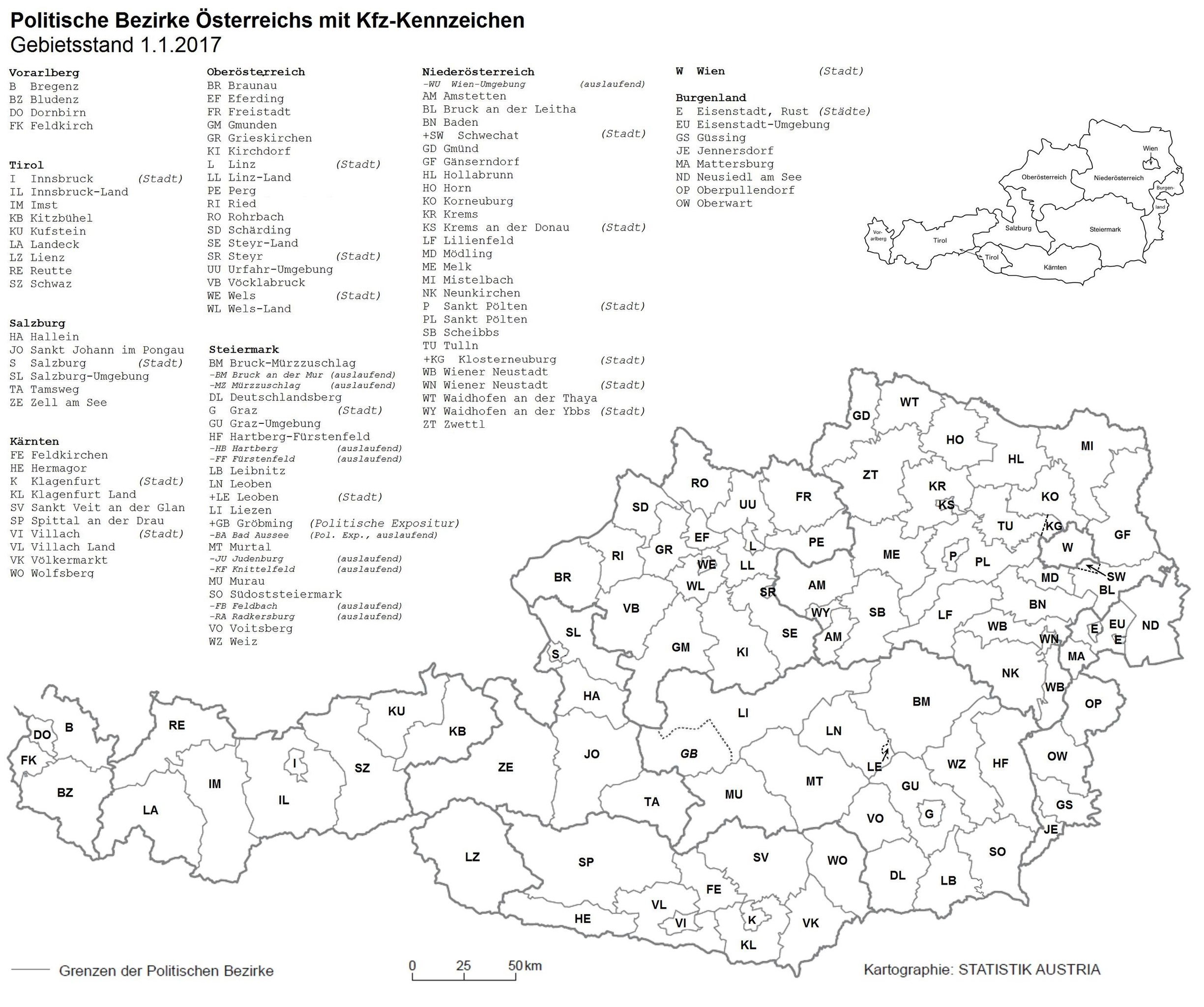 File:Bezirke Österreich Kennzeichen nach Bundesländern.jpg - Wikimedia  Commons