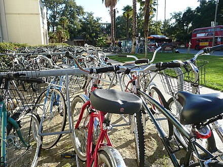 Many students use bicycles to get around the 7000-acre campus.