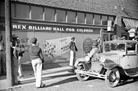 Opschrift "Rex Billiard Hall for Colored", Beale Street, Memphis, oktober 1939