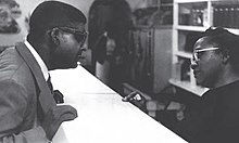 Griffin, in disguise as a black man, in a Negro cafe. Black Like Me Griffin cafe.jpg